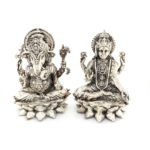 Ganesh-Lakshmi Silver Idol